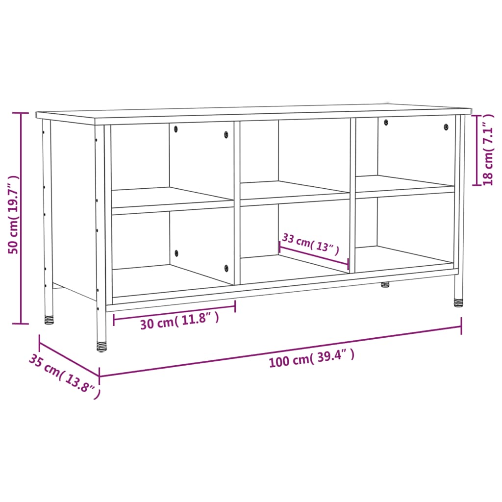 vidaXL Schuhregal Sonoma-Eiche 100x35x50 cm Holzwerkstoff