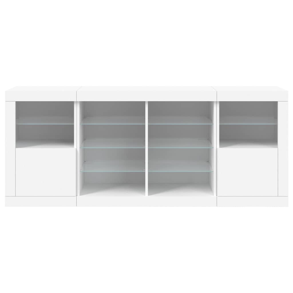 vidaXL Sideboard mit LED-Leuchten Weiß 163x37x67 cm