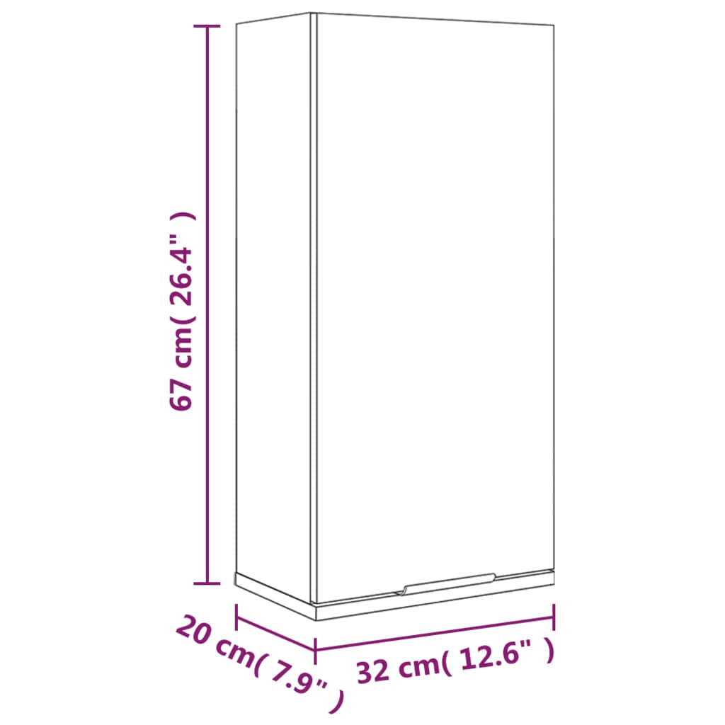 vidaXL Wand-Badschrank Betongrau 32x20x67 cm