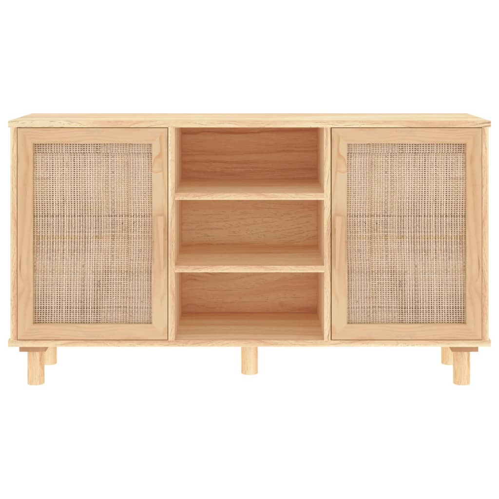 vidaXL Sideboard Braun 105x30x60 cm Massivholz Kiefer und Natur-Rattan