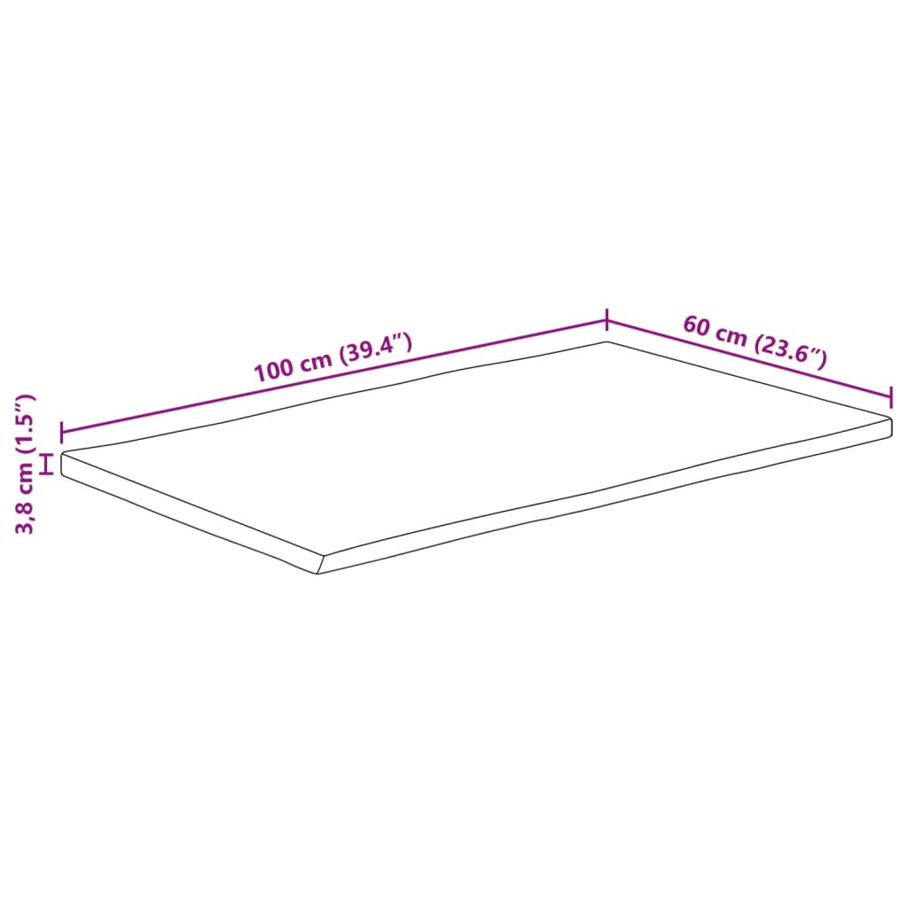 vidaXL Tischplatte mit Baumkante 100x60x3,8 cm Massivholz Mango