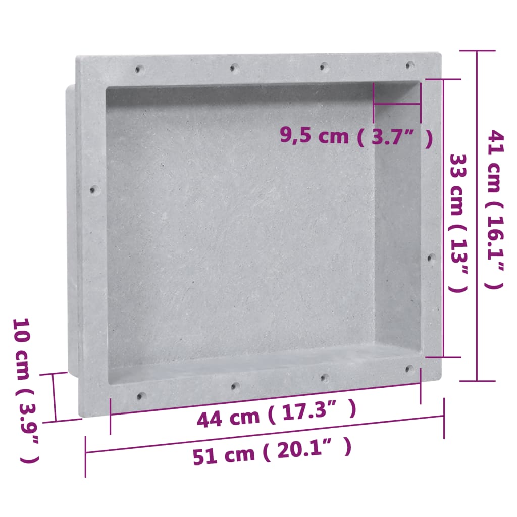 vidaXL Duschnische Mattgrau 41x51x10 cm