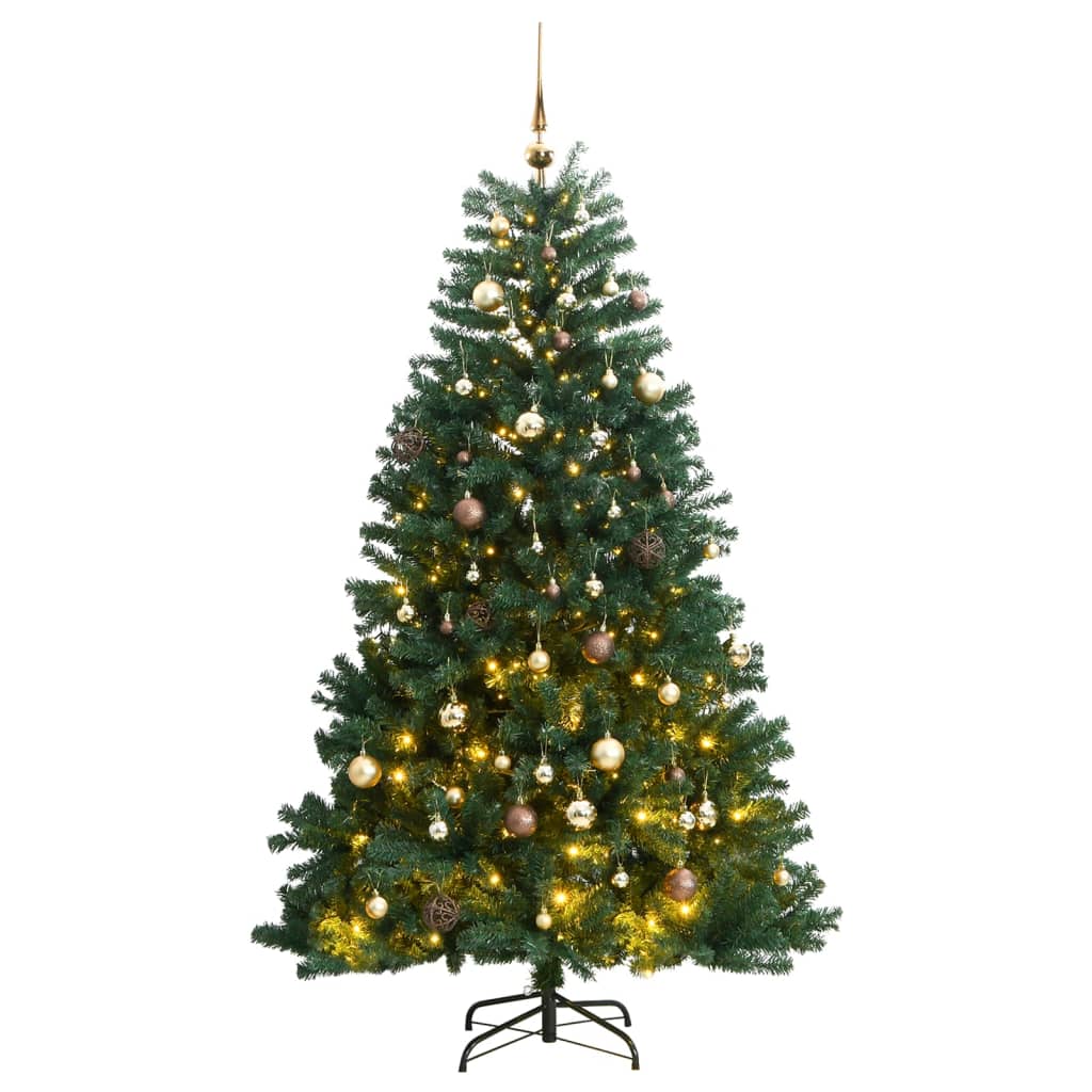 vidaXL Künstlicher Weihnachtsbaum Klappbar 300 LEDs & Kugeln 240 cm