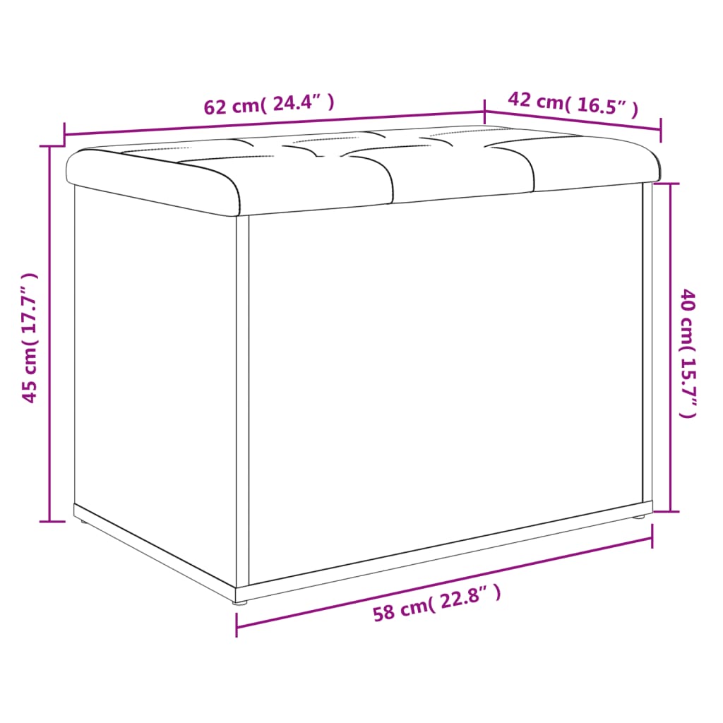 vidaXL Sitzbank mit Stauraum Sonoma-Eiche 62x42x45 cm Holzwerkstoff