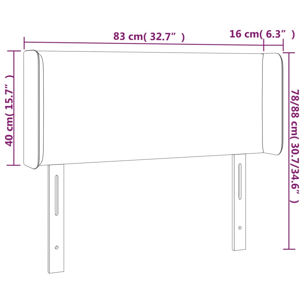 vidaXL LED Kopfteil Hellgrau 83x16x78/88 cm Samt