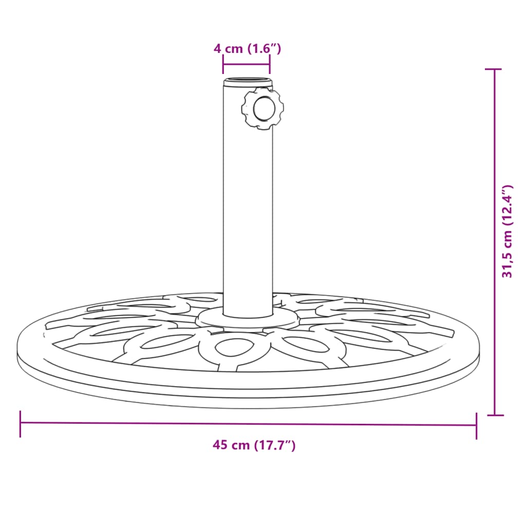 vidaXL Sonnenschirmständer für Ø38/48 mm Mast 12 kg Rund