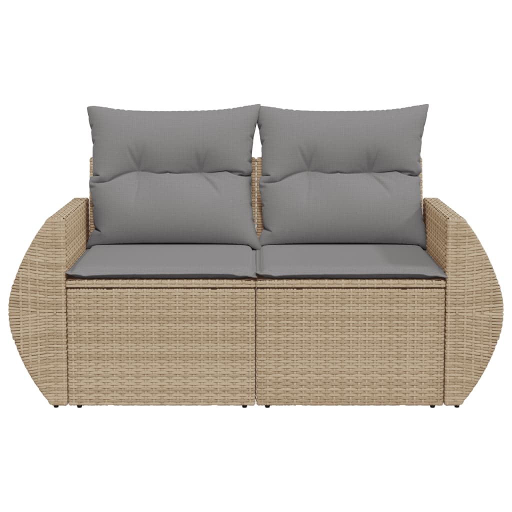 vidaXL Gartensofa mit Kissen 2-Sitzer Beige Poly Rattan