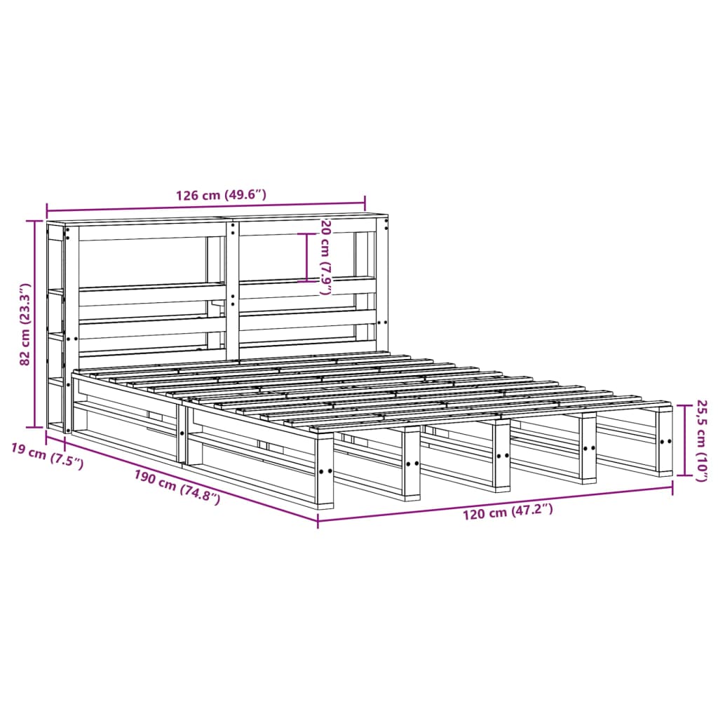 vidaXL Massivholzbett ohne Matratze Weiß 120x190 cm Kiefernholz