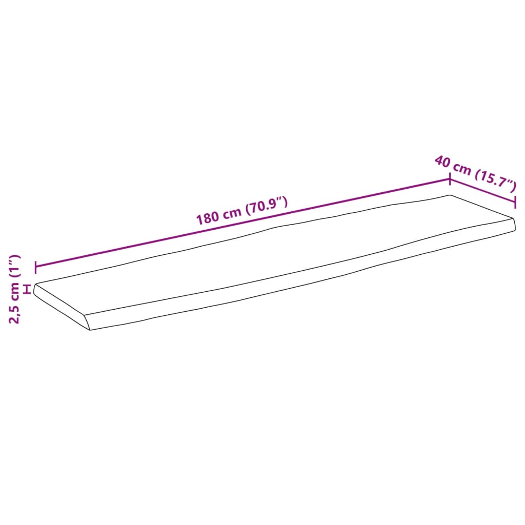 vidaXL Tischplatte mit Baumkante 180x40x2,5 cm Massivholz Mango