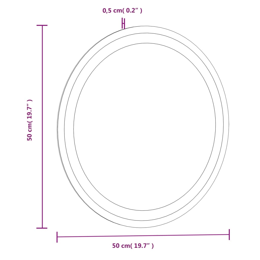 vidaXL LED-Badspiegel 50 cm Rund