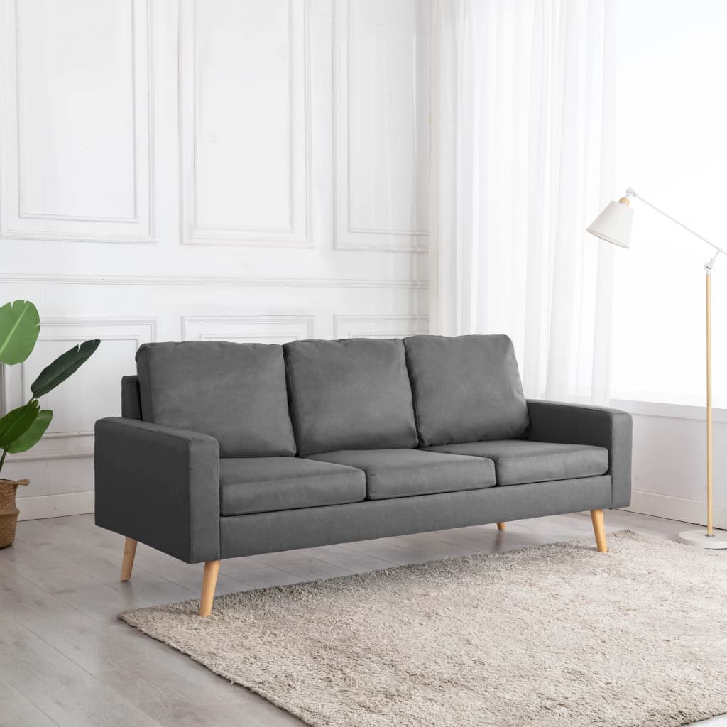 vidaXL 3-Sitzer-Sofa Hellgrau Stoff