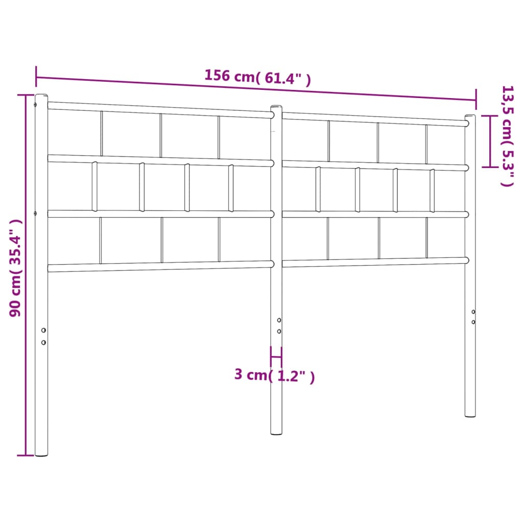 vidaXL Kopfteil Metall Schwarz 150 cm