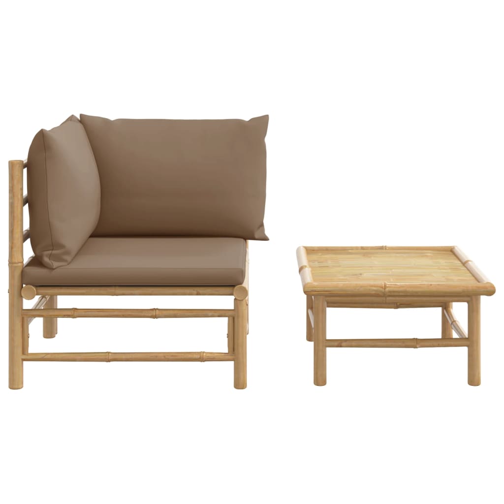 vidaXL 2-tlg. Garten-Lounge-Set mit Taupe Kissen Bambus