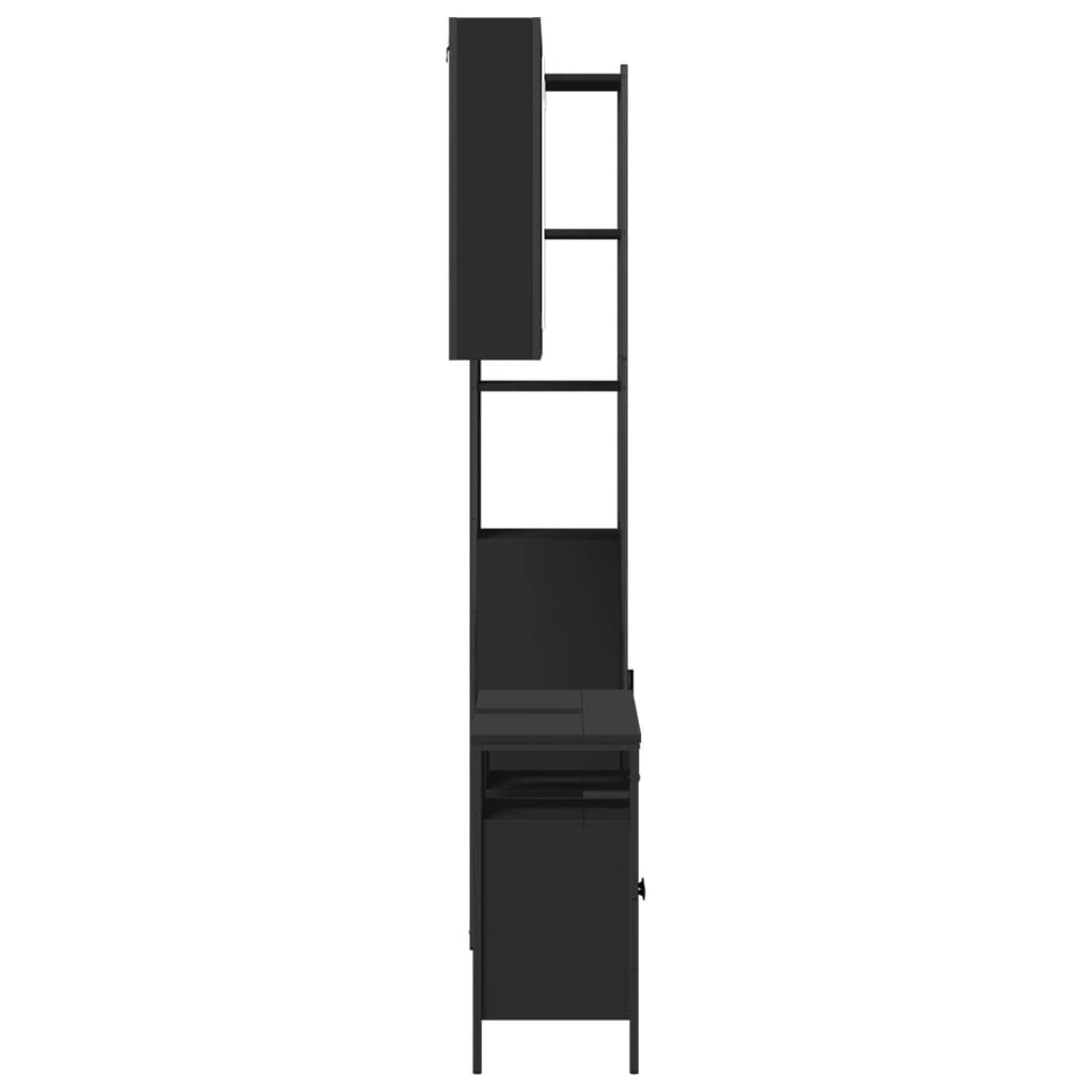 vidaXL 3-tlg. Badmöbel-Set Schwarz Holzwerkstoff