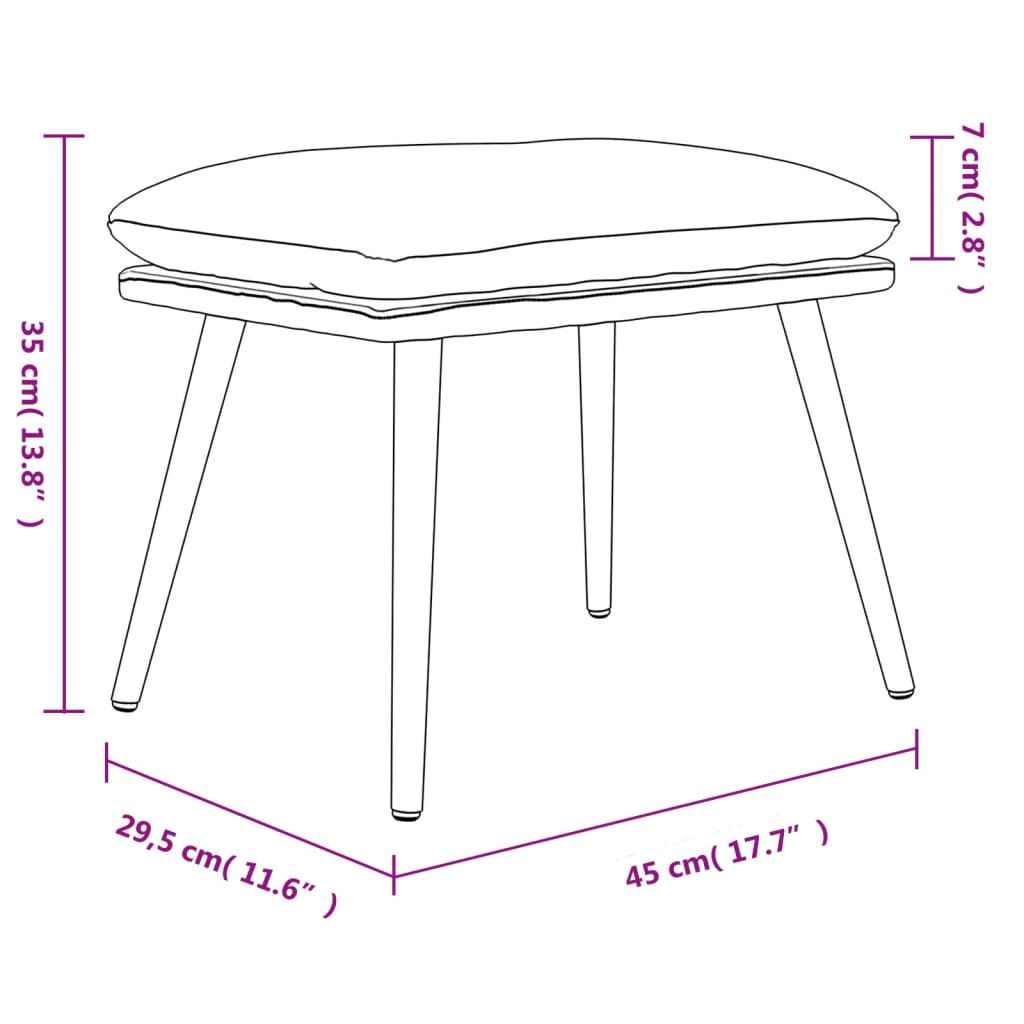 vidaXL Fußhocker Creme 45x29,5x35 cm Stoff und Kunstleder