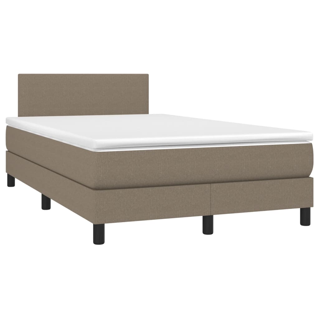 vidaXL Boxspringbett mit Matratze & LED Taupe 120x190 cm Stoff