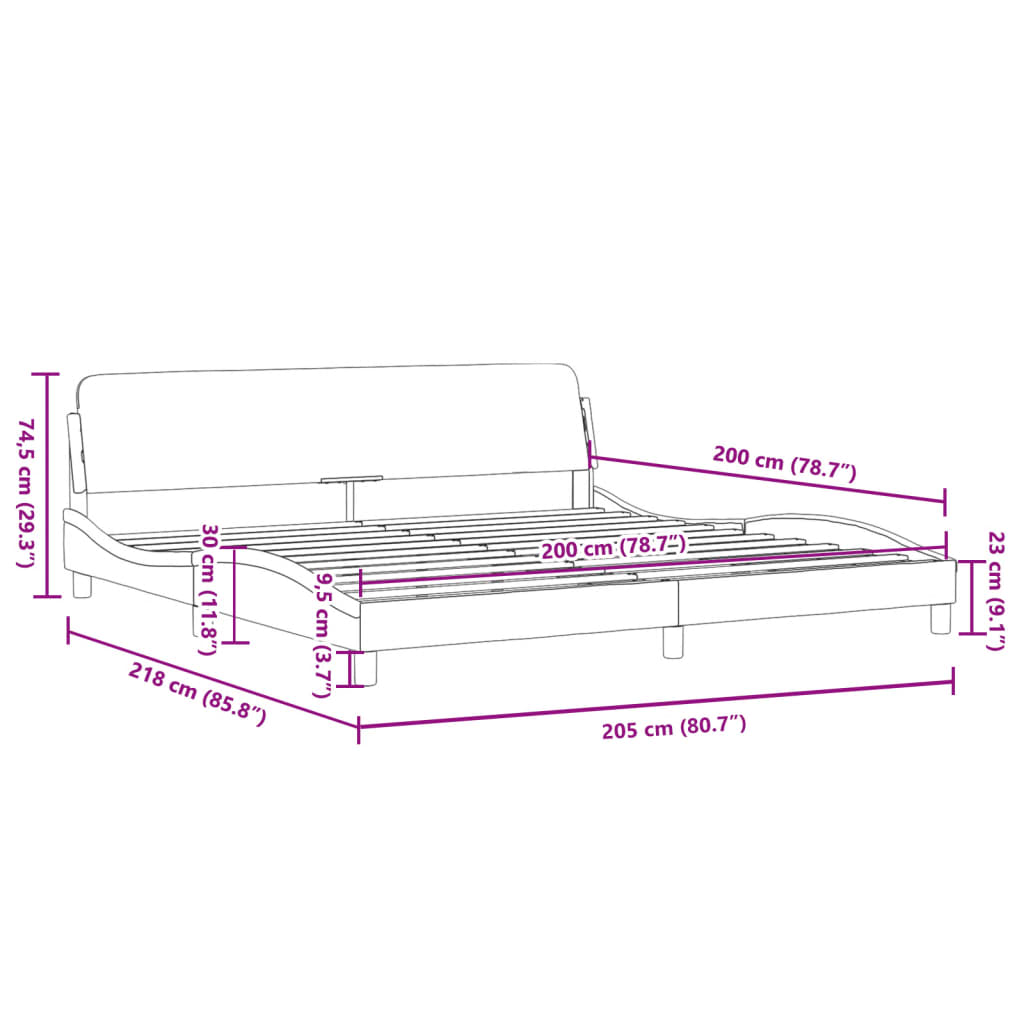 vidaXL Bettgestell mit Kopfteil Schwarz 200x200 cm Samt