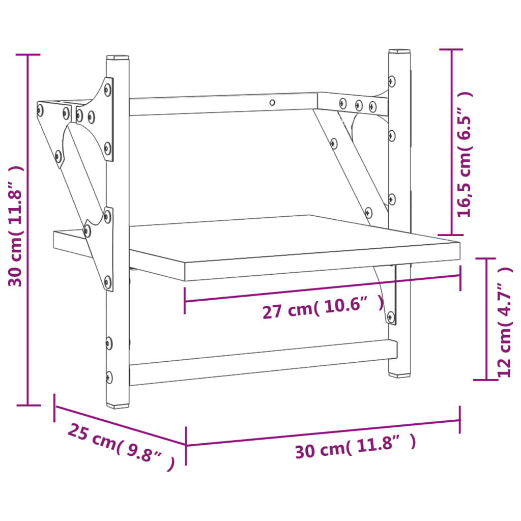 vidaXL Wandregale mit Stangen 2 Stk. Braun Eichen-Optik 30x25x30 cm