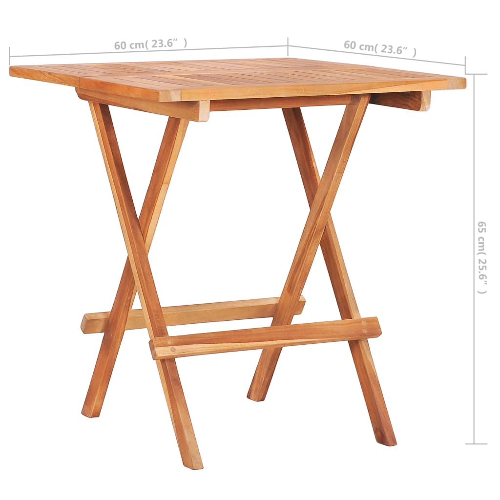 vidaXL 3-tlg. Bistro-Set mit Grünen Kissen Massivholz Teak