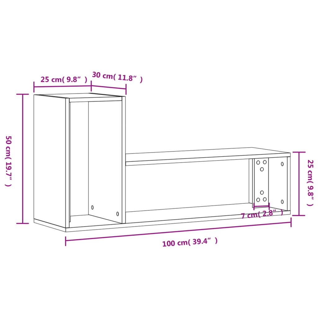 vidaXL TV-Schränke 2 Stk. Braun Eiche-Optik 100x30x50 cm Holzwerkstoff