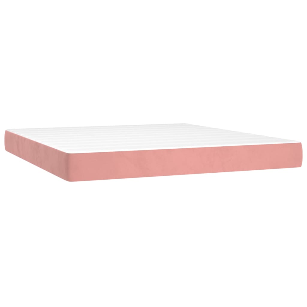 vidaXL Boxspringbett mit Matratze Rosa 200x200 cm Samt