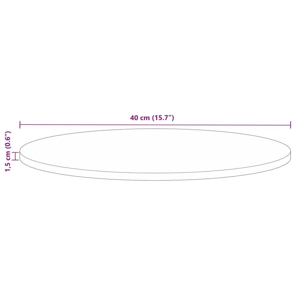 vidaXL Tischplatte Ø 40x1,5 cm Rund Altholz Massiv