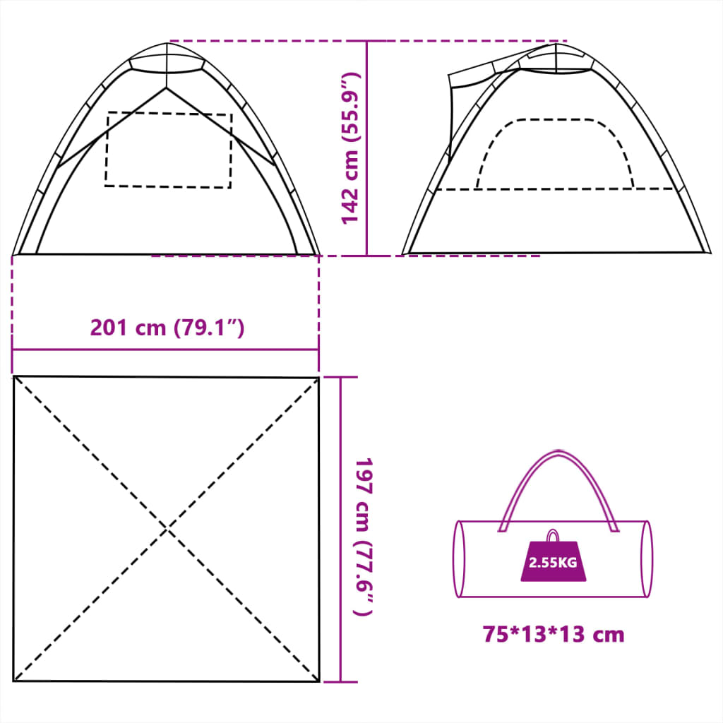 vidaXL Strandzelt 3 Personen Seegrün Quick Release Wasserdicht