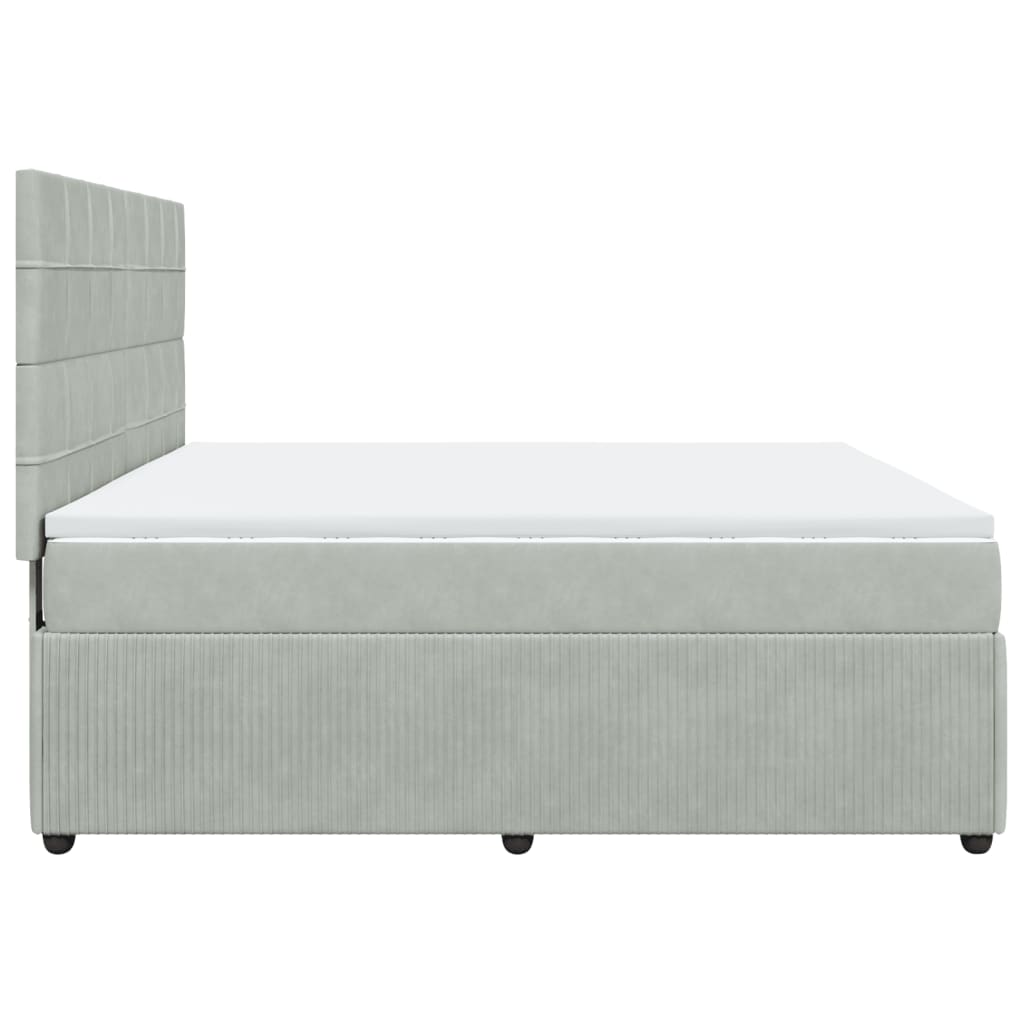 vidaXL Boxspringbett mit Matratze Hellgrau 180x200 cm Samt