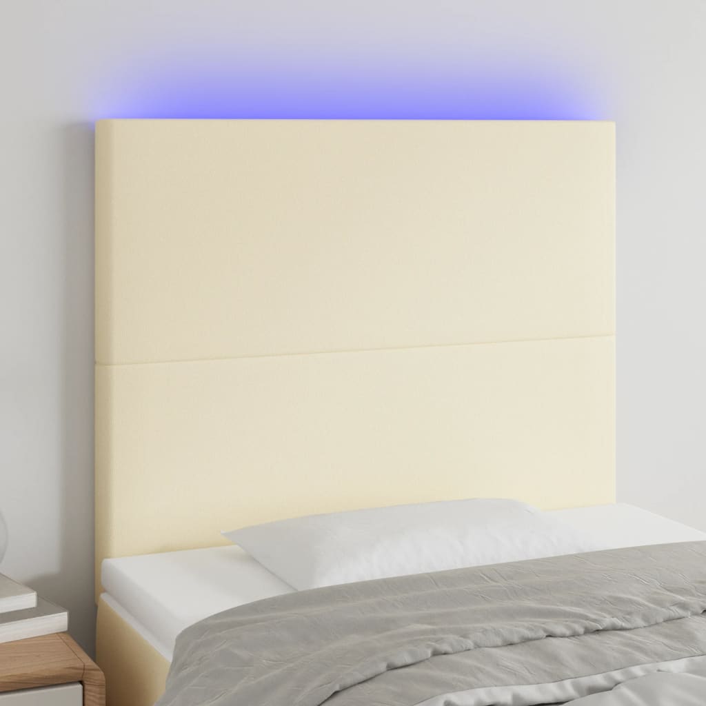 vidaXL LED Kopfteil Creme 100x5x118/128 cm Kunstleder