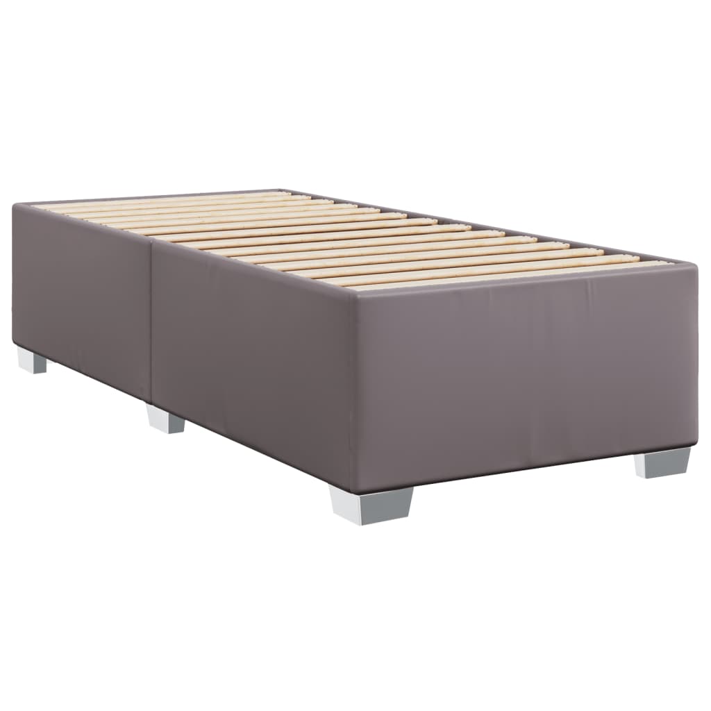 vidaXL Boxspringbett mit Matratze Grau 90x200 cm Kunstleder