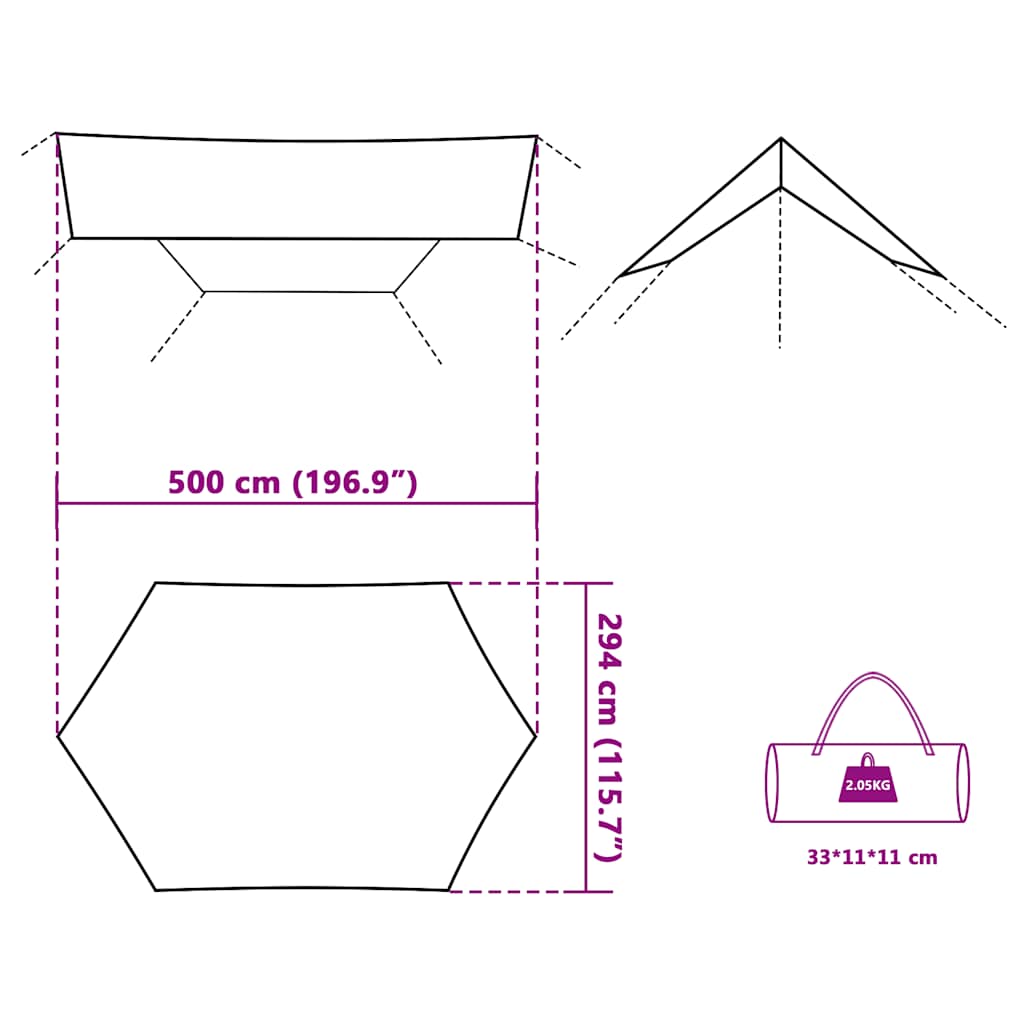 vidaXL Tarp Grau und Orange 500x294 cm Wasserdicht