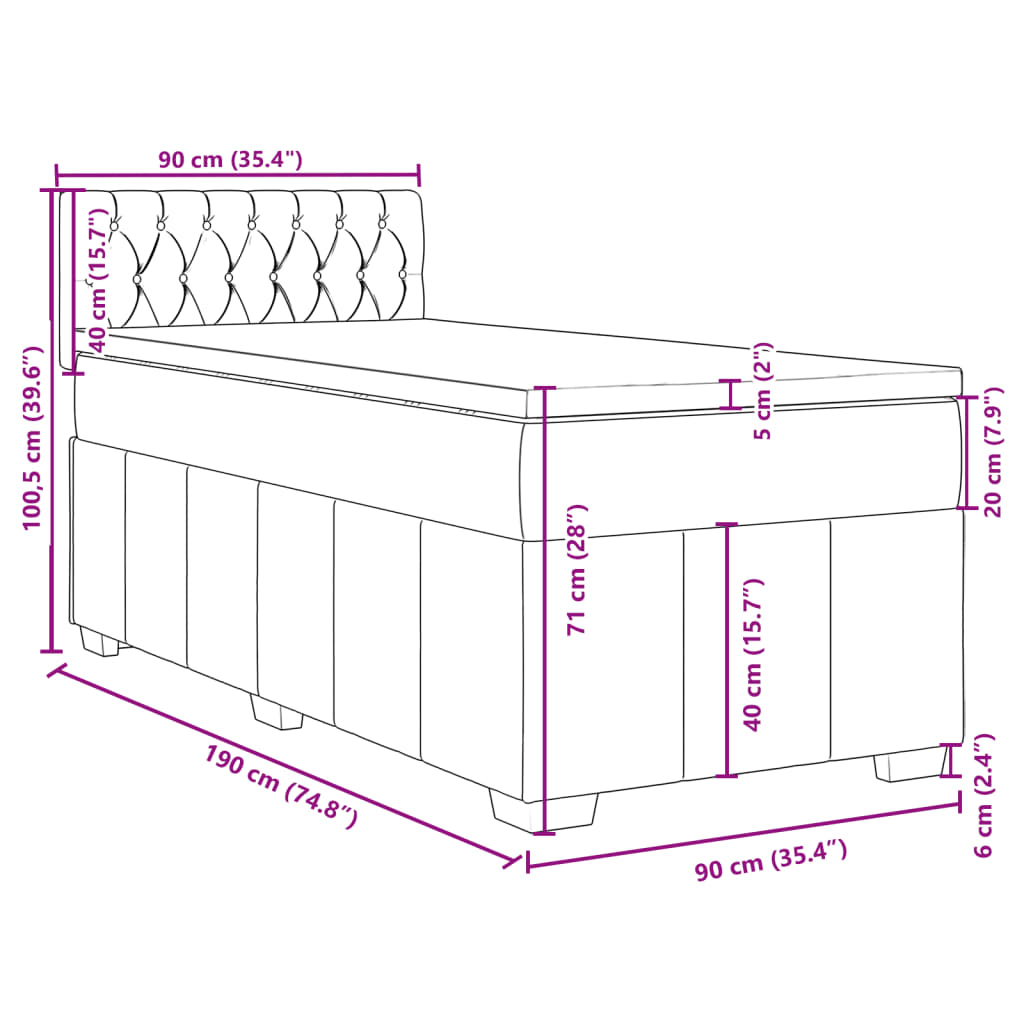 vidaXL Boxspringbett mit Matratze Blau 90x190 cm Stoff