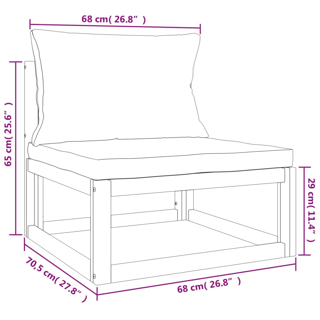 vidaXL 6-tlg. Garten-Lounge-Set mit Hellgrauen Kissen Massivholz