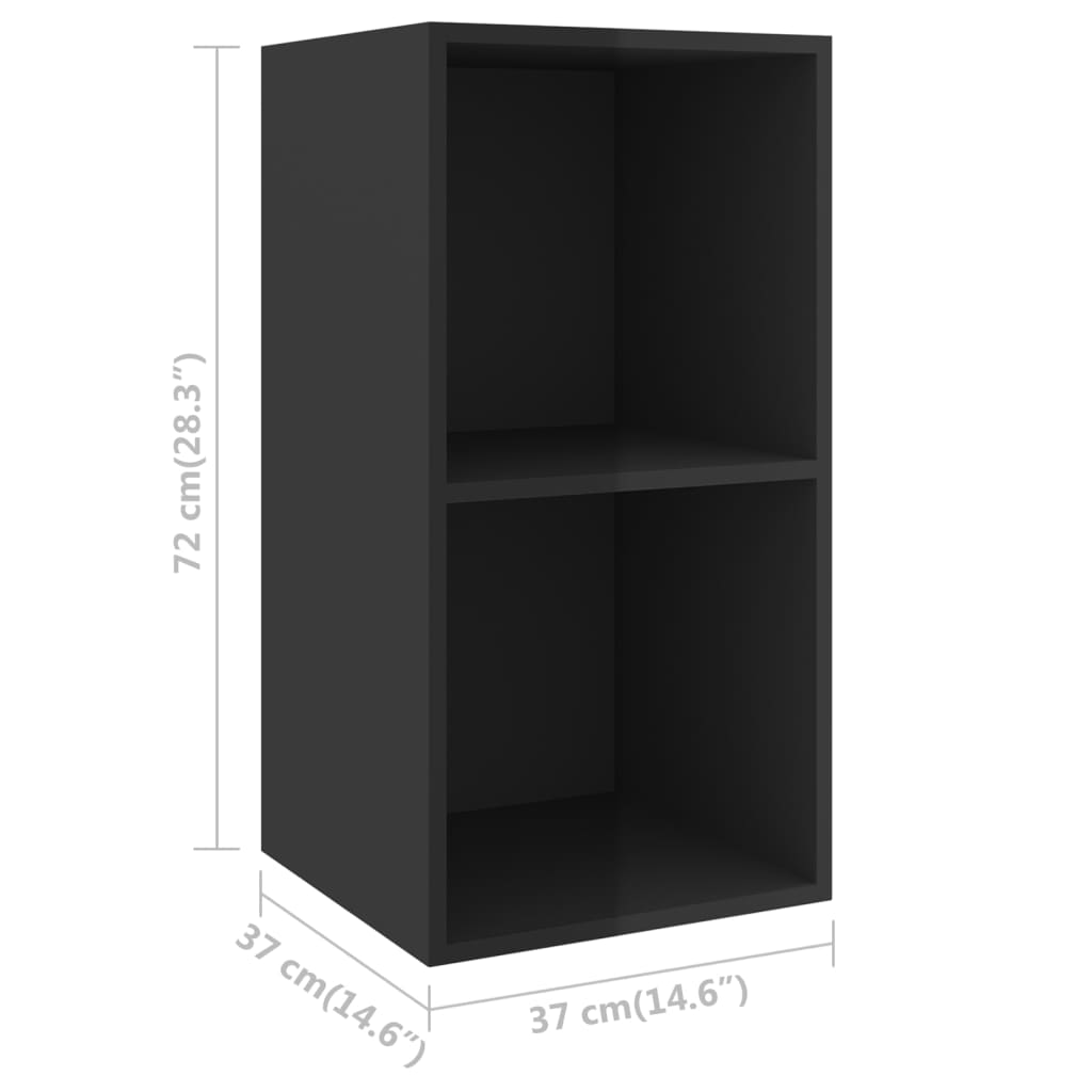 vidaXL TV-Wandschrank Hochglanz-Schwarz 37x37x72 cm Holzwerkstoff