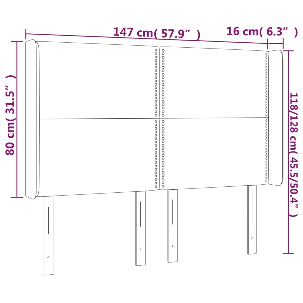 vidaXL Kopfteil mit Ohren Grau 147x16x118/128 cm Kunstleder