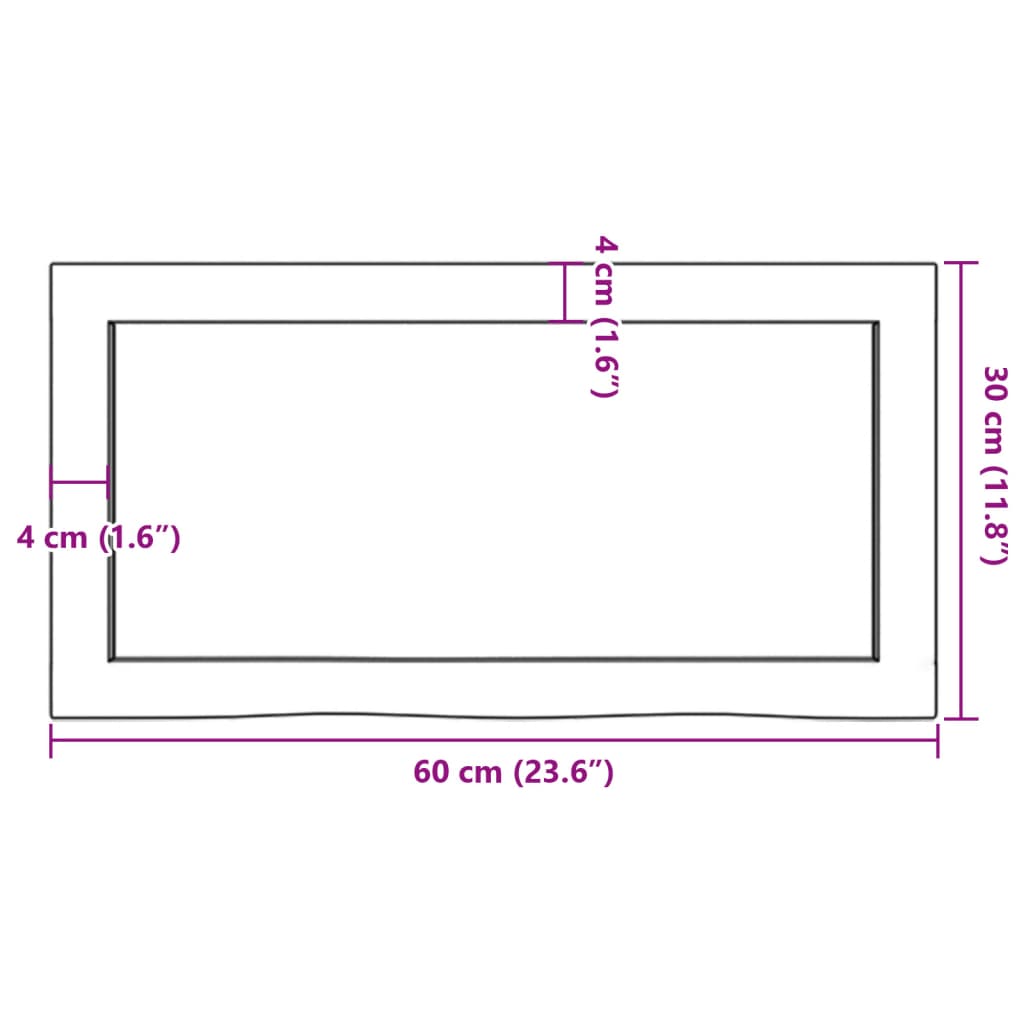 vidaXL Waschtischplatte 60x30x(2-6) cm Massivholz Unbehandelt