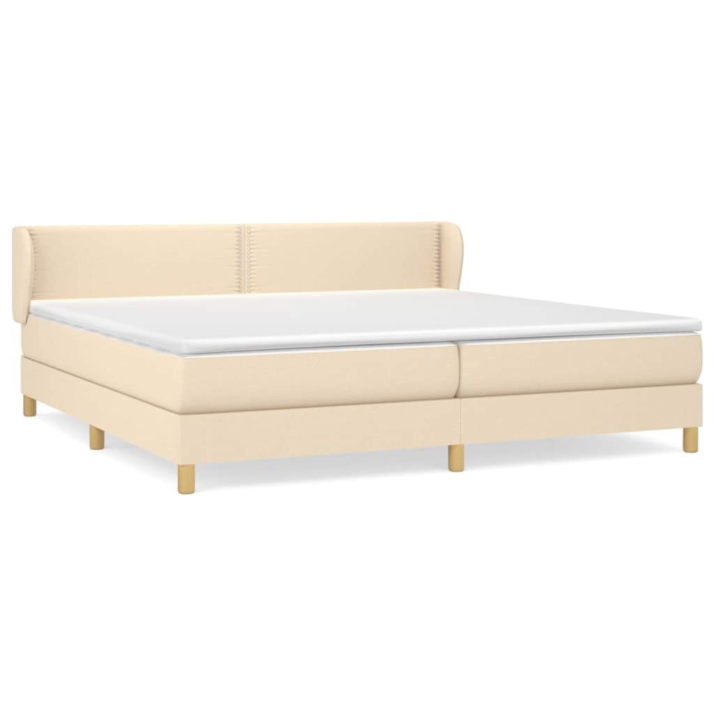 vidaXL Boxspringbett mit Matratze Creme 200x200 cm Stoff