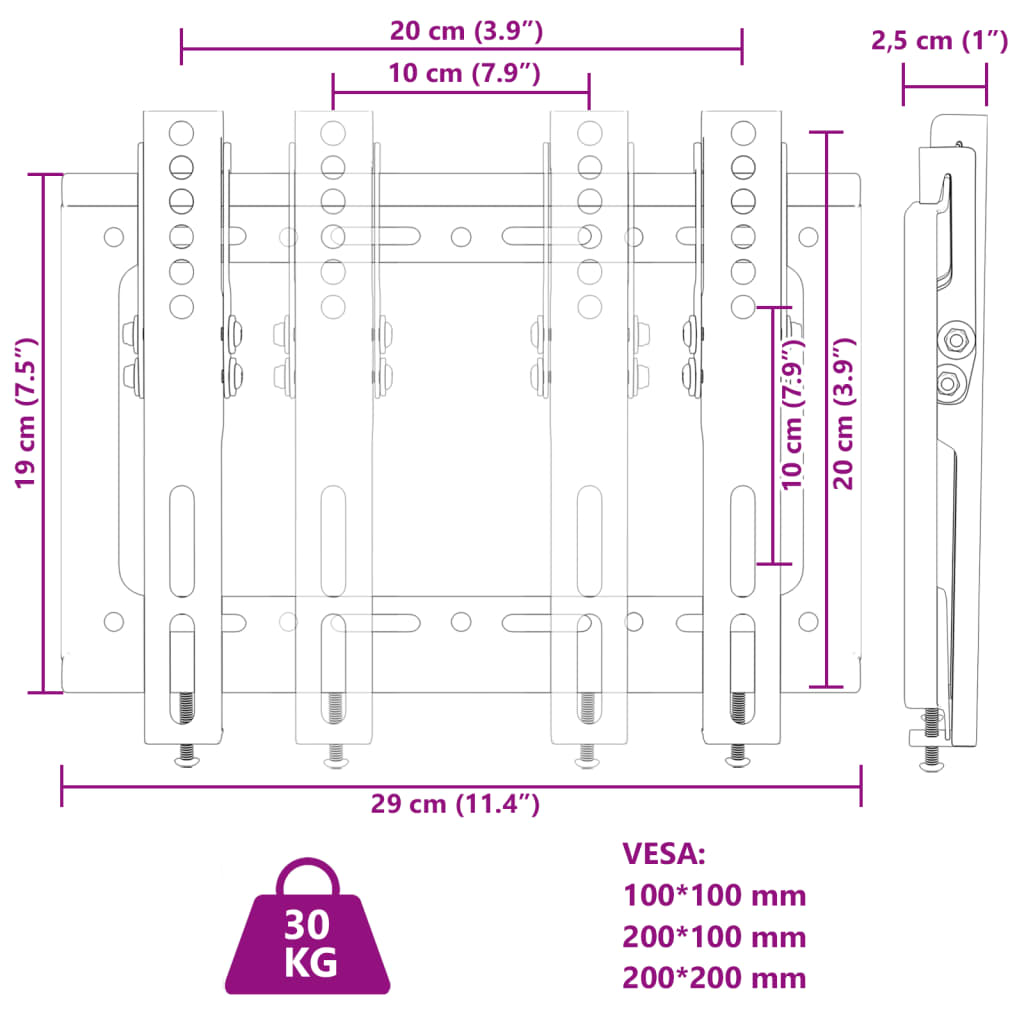 vidaXL TV-Wandhalterung 14-42 Zoll Bildschirme Max VESA 200x200mm 30kg