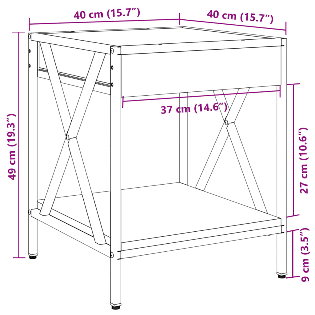 vidaXL Couchtisch mit Infinity-LED Braun Eichen-Optik 40x40x49 cm