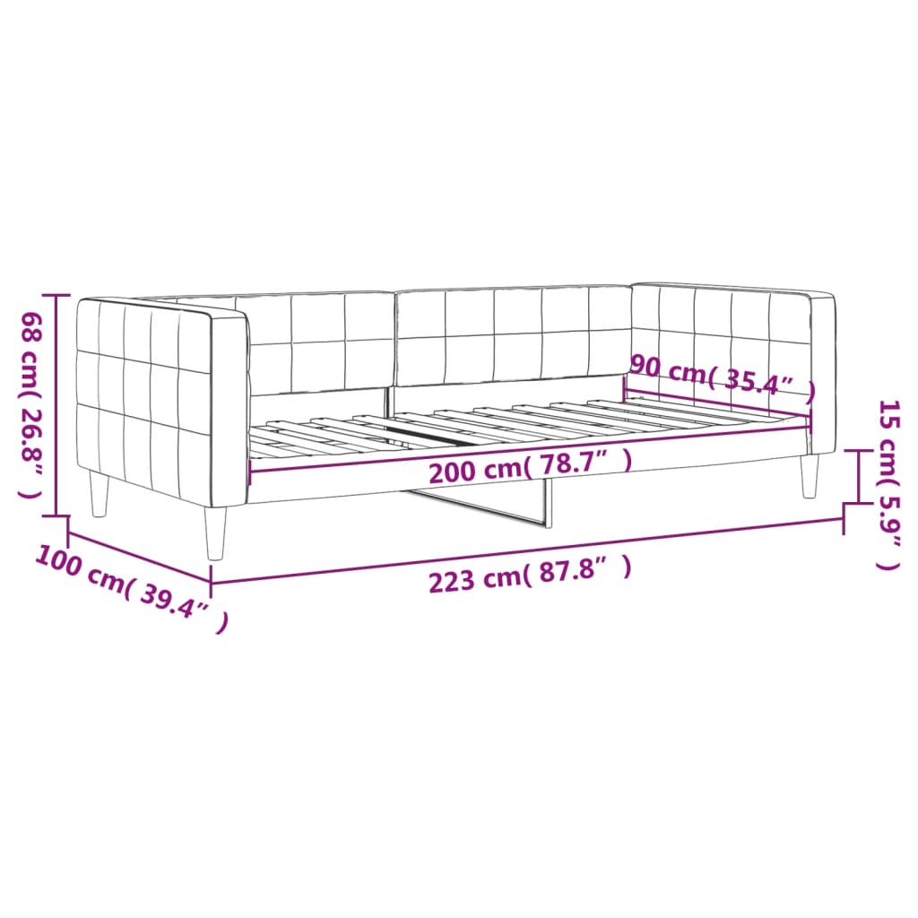 vidaXL Tagesbett Schwarz 90x200 cm Samt