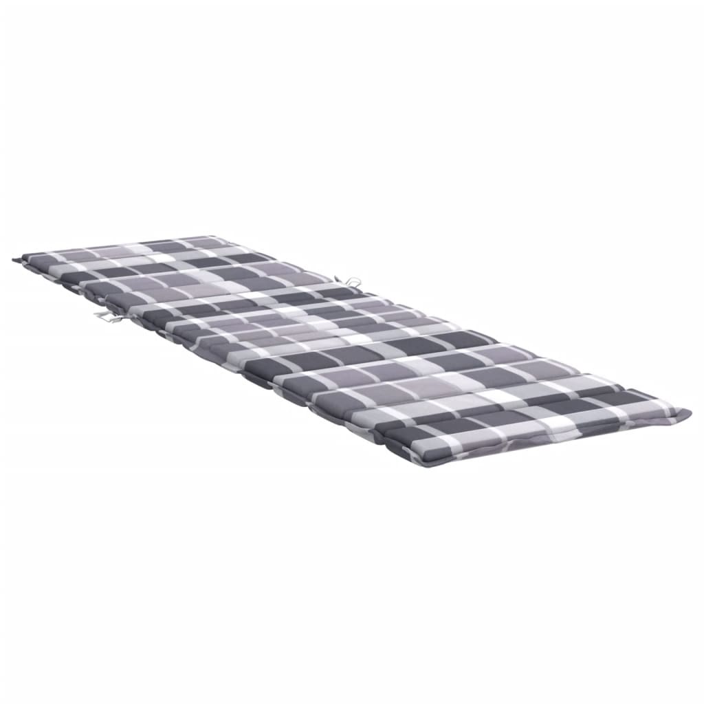 vidaXL Sonnenliegen-Auflage Grau Karomuster 200x60x3 cm Oxford-Gewebe