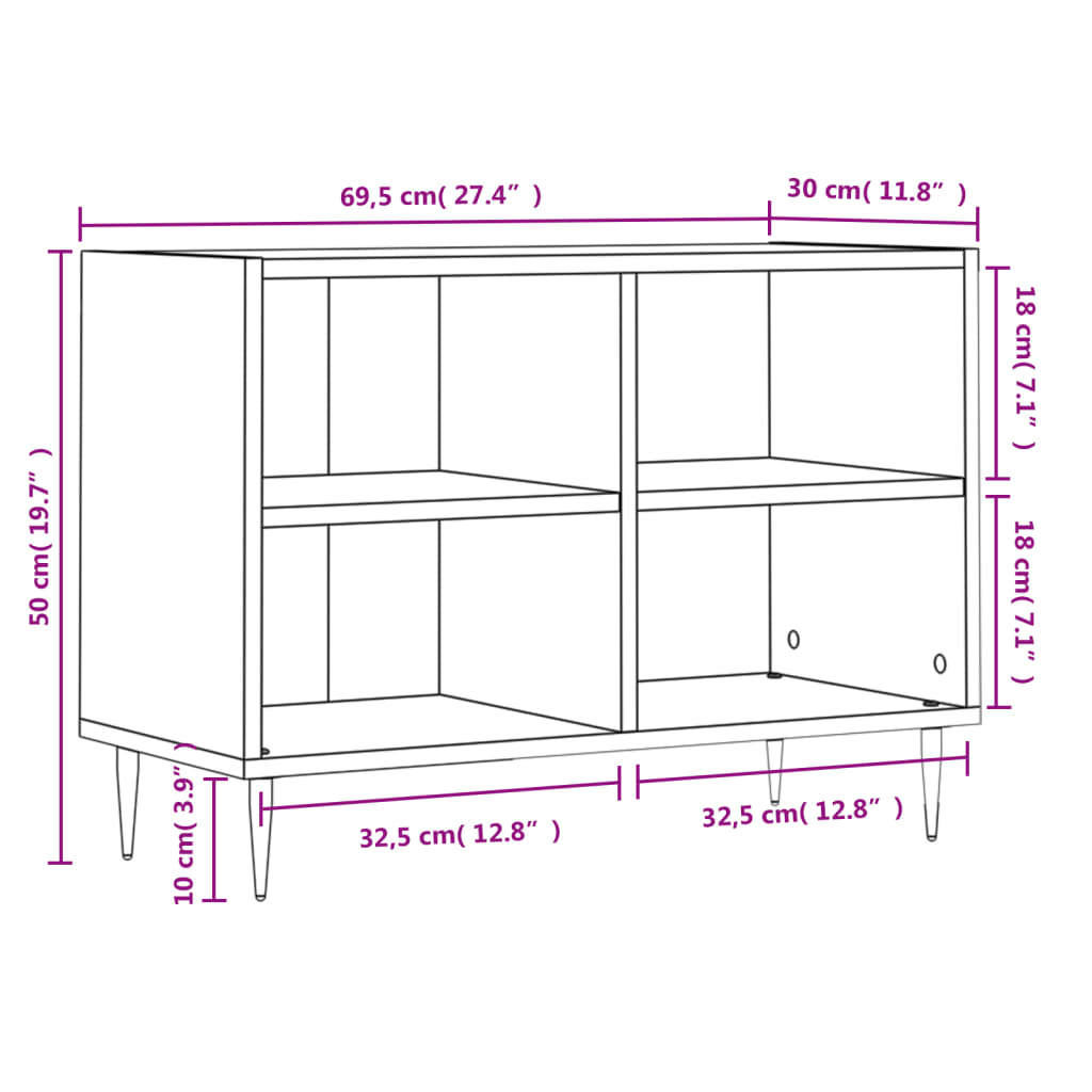 vidaXL TV-Schrank Weiß 69,5x30x50 cm Holzwerkstoff