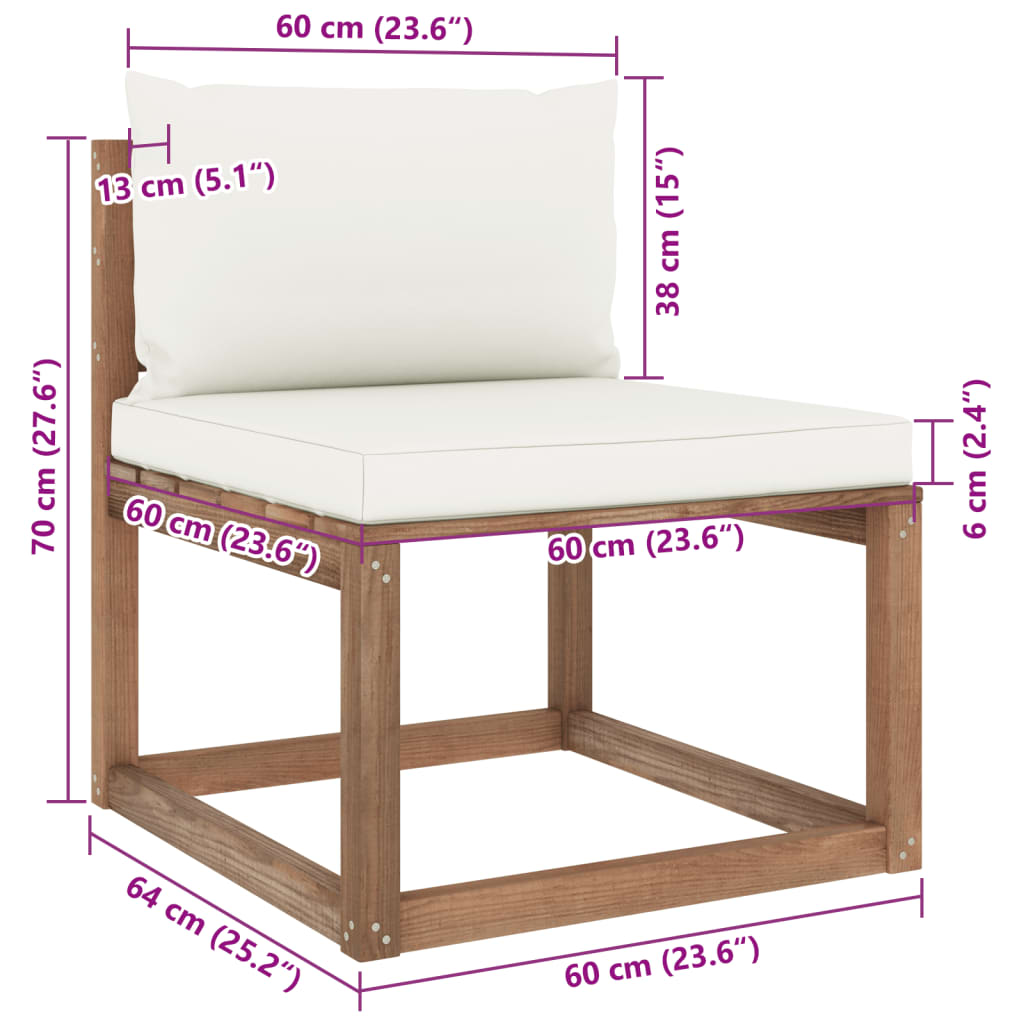 vidaXL Garten-Palettensofa 4-Sitzer mit Kissen Kiefernholz