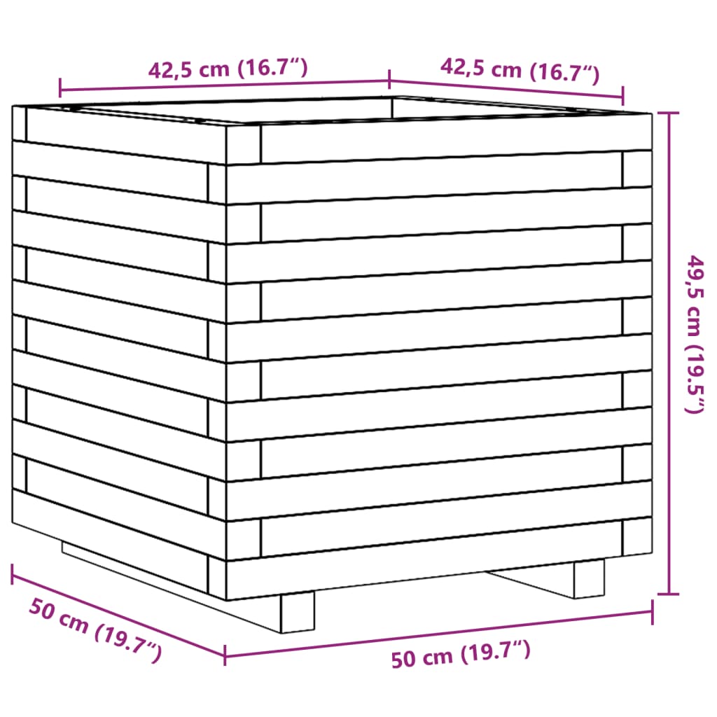 vidaXL Pflanzkübel Weiß 50x50x49,5 cm Massivholz Kiefer