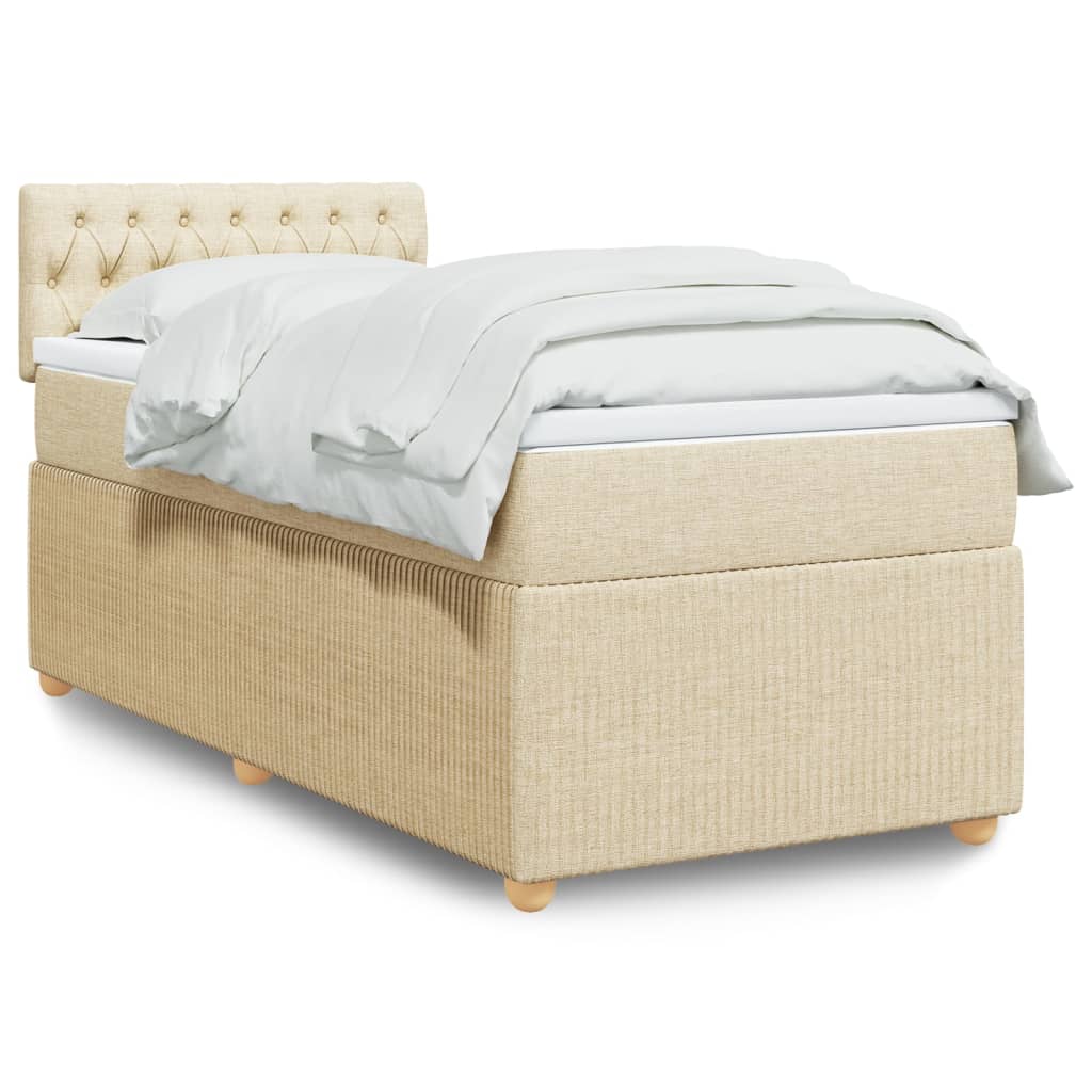 vidaXL Boxspringbett mit Matratze Creme 90x200 cm Stoff