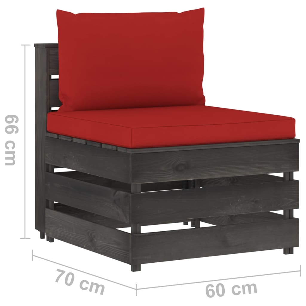 vidaXL 6-tlg. Garten-Lounge-Set mit Kissen Grau Imprägniertes Holz