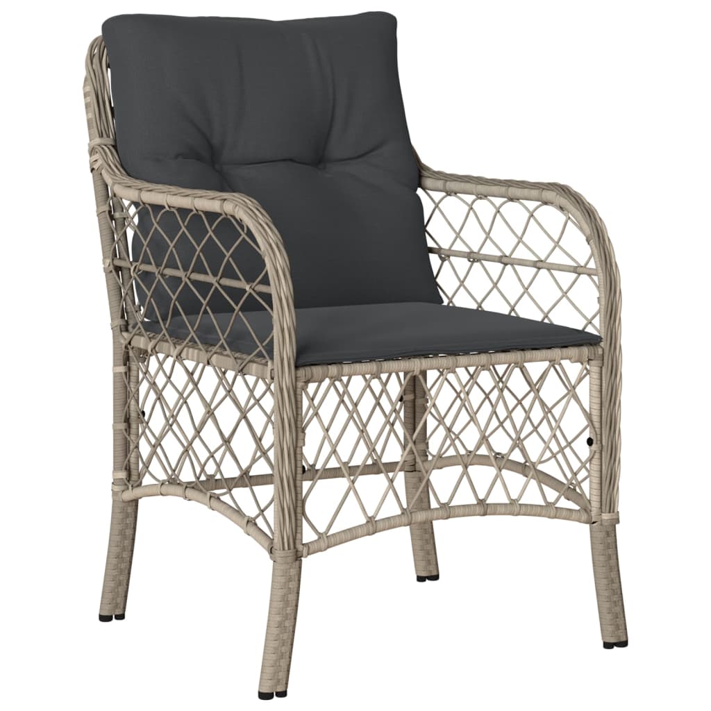 vidaXL 3-tlg. Bistro-Set mit Kissen Hellgrau Poly Rattan