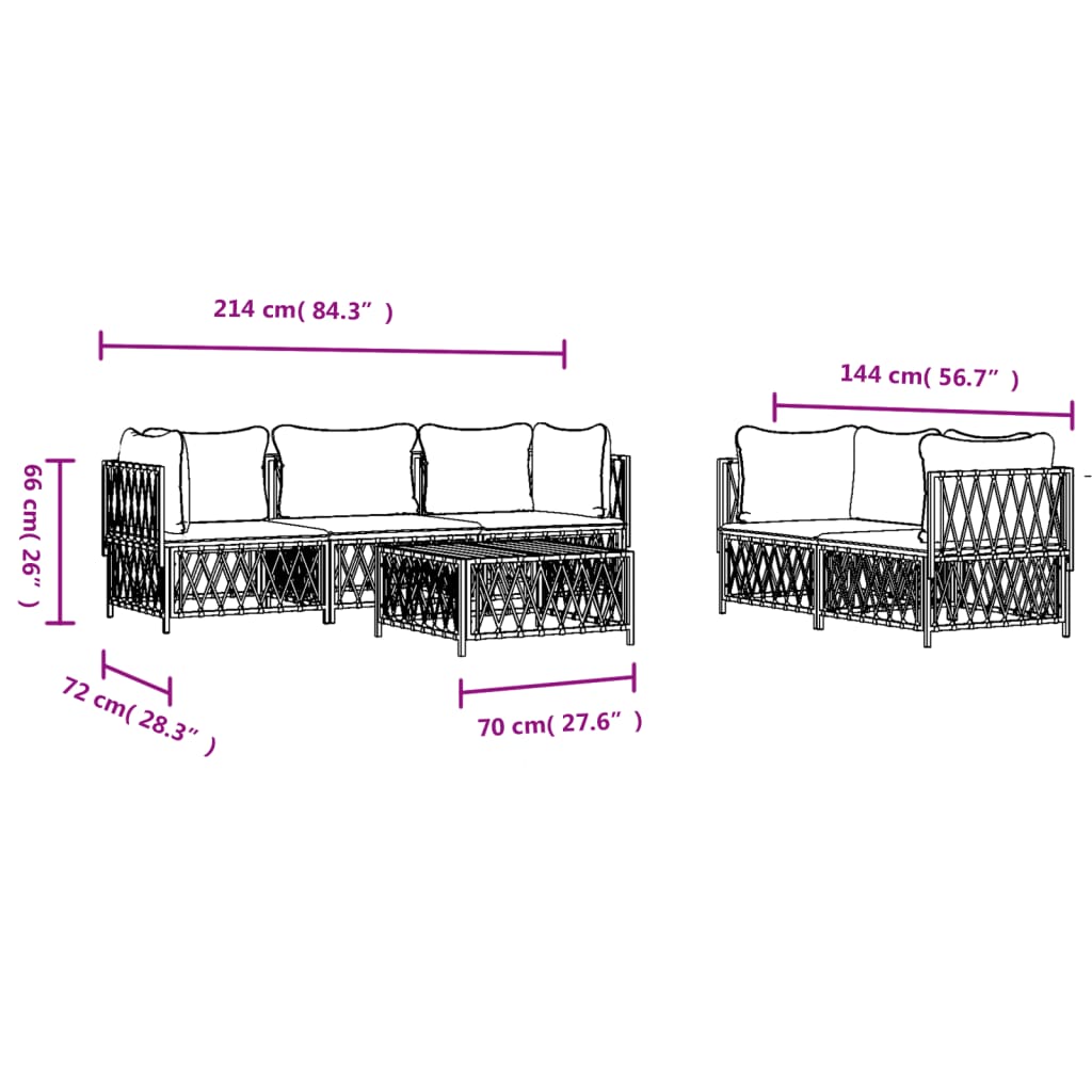 vidaXL 6-tlg. Garten-Lounge-Set mit Kissen Anthrazit Stahl