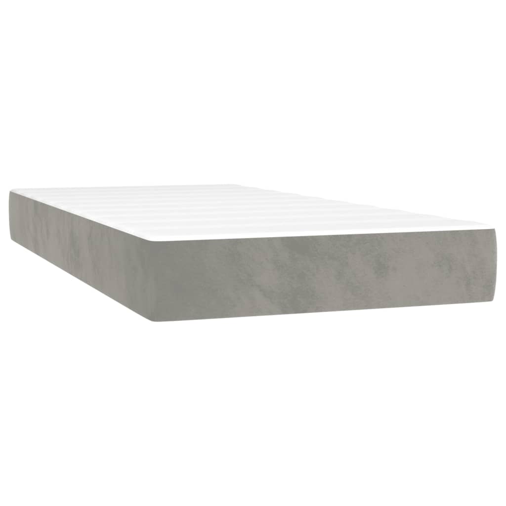 vidaXL Boxspringbett mit Matratze Hellgrau 90x200 cm Samt