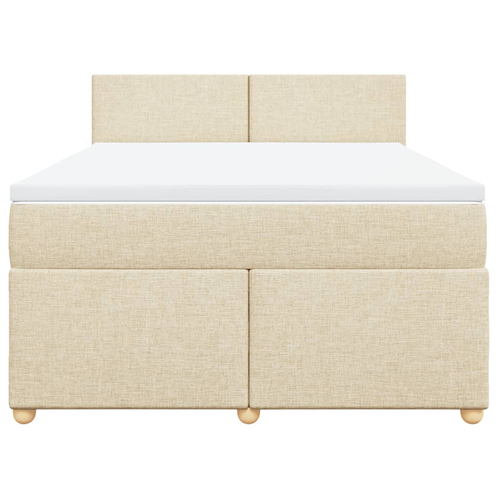 vidaXL Boxspringbett mit Matratze Creme 160x200 cm Stoff